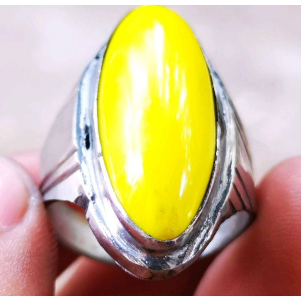 Cincin batu akik kuning kembang johar, Model pandan (Ring Monel)