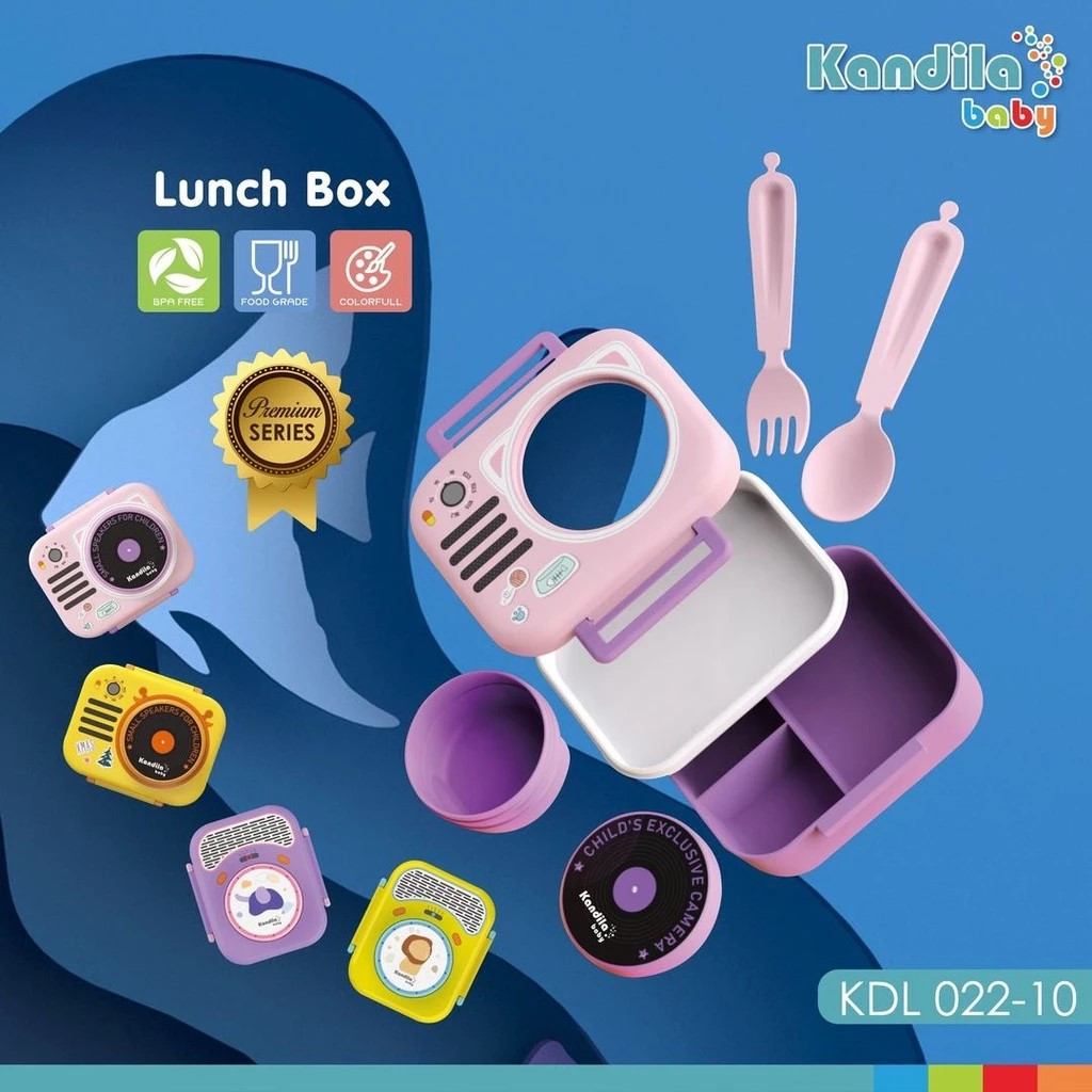 KANDILA  KDL022-10 LUNCH BOX WITH FORK & SPOON 680ML/ KOTAK MAKAN ANAK