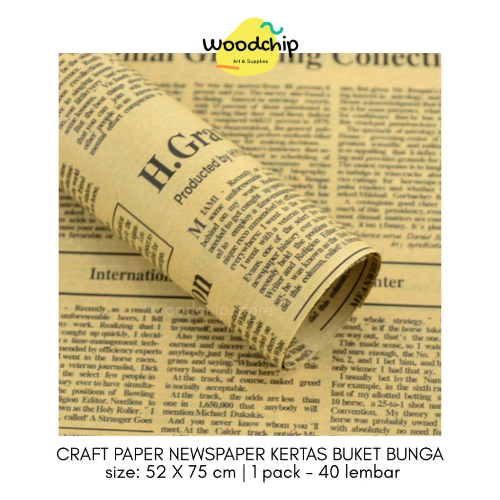 

Craft Paper Motif Newspaper Koran (Lembaran; 52x75cm) Kertas Buket Bunga - Kertas Kado - Wrapping Paper - Kertas Sampul Buku