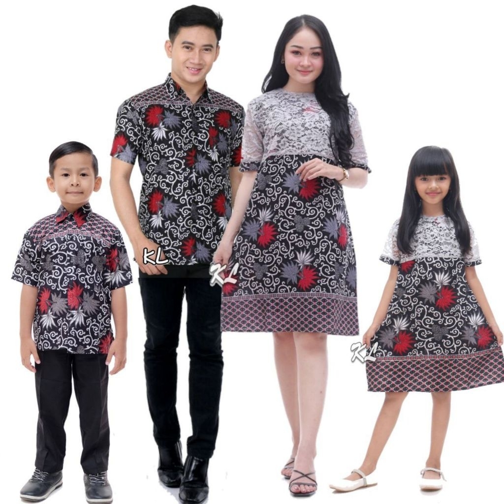 Baju Coupel Dres Brokat Keluarga Pria dan wanita Batik Natalan Coupel Keluarga