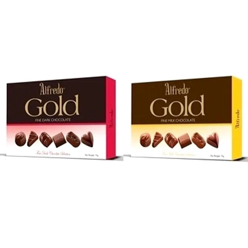 

[oddsolshop] pekanbaru/Alfredo Gold Fine Milk Chocolate & Dark Chocolate 75GR Cokelat Susu Hitam