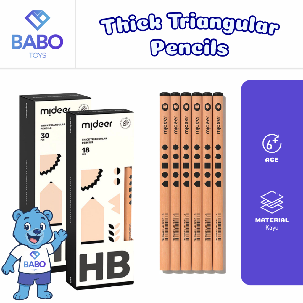 

Mideer Pensil Segitiga Tebal HB Thick Triangular Pencils Mainan Edukasi Anak