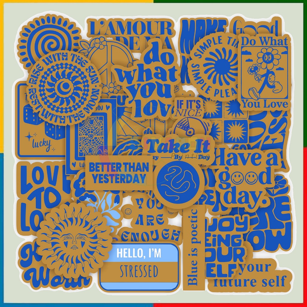 

( Isi 27 pcs ) Stiker Vintage blue mini/Stiker Retro aesthetic