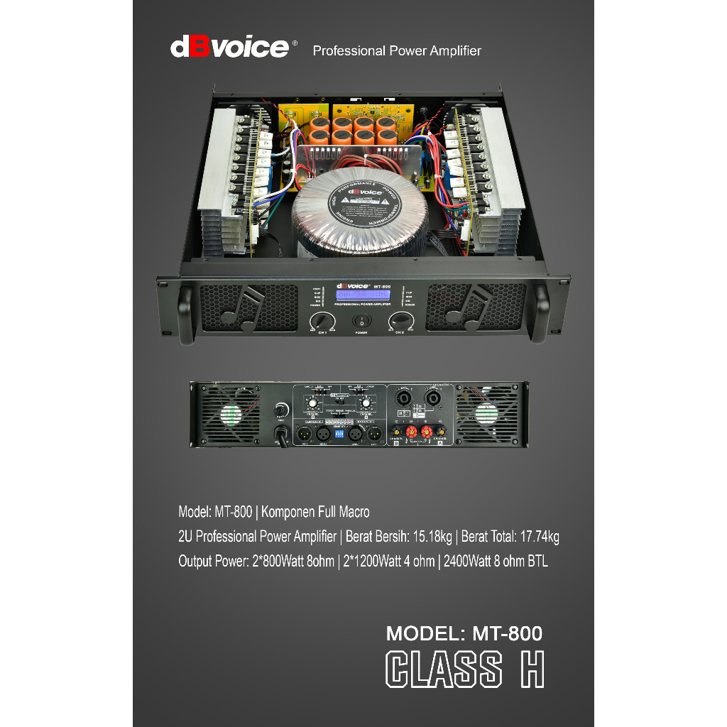 MT-800 POWER AMPLIFIER CLASS H DBVOICE ORIGINAL / POWER AMPLIFIER CLASS H / MT800 DBVOICE