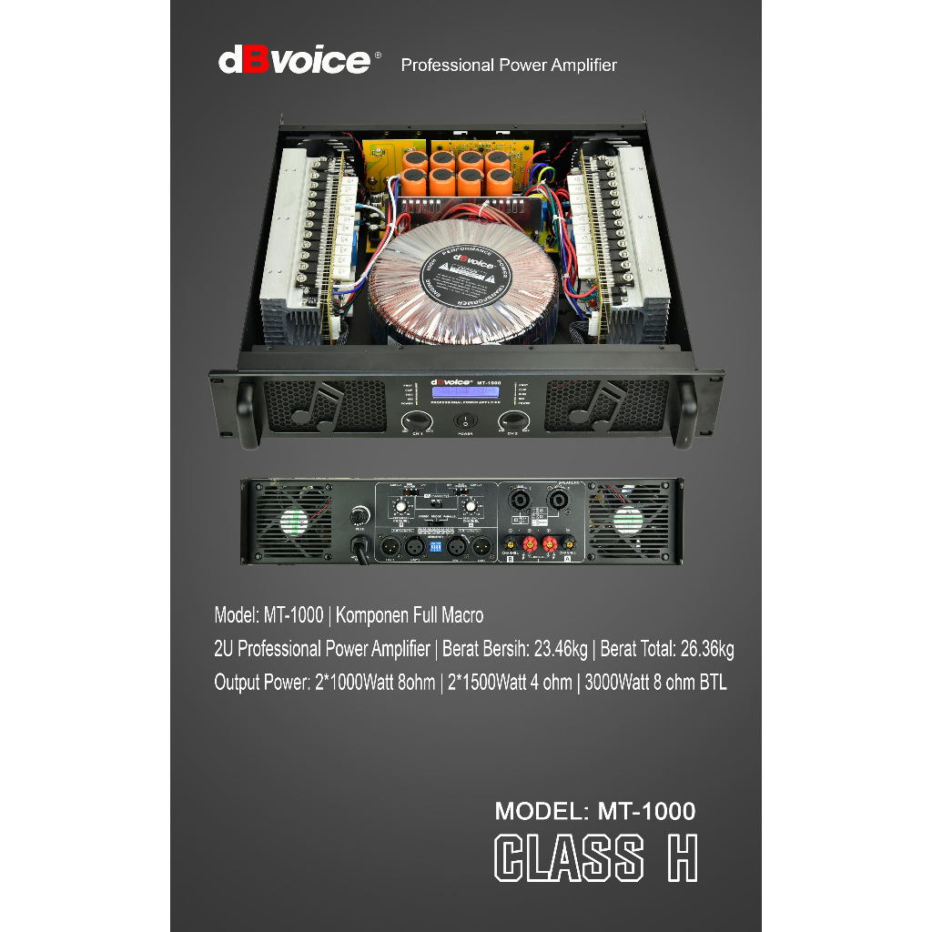 MT-1000 POWER AMPLIFIER CLASS H DBVOICE ORIGINAL / POWER AMPLIFIER CLASS H / MT1000 DBVOICE