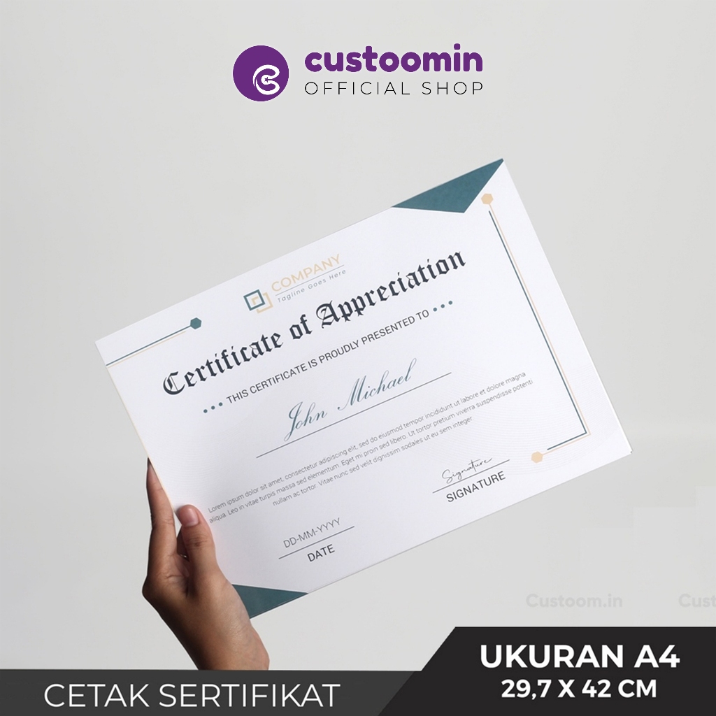 

Cetak Sertifikat - Ukuran A4 (29,7 x 21 cm) - Kertas Concorde - Kertas Art Karton