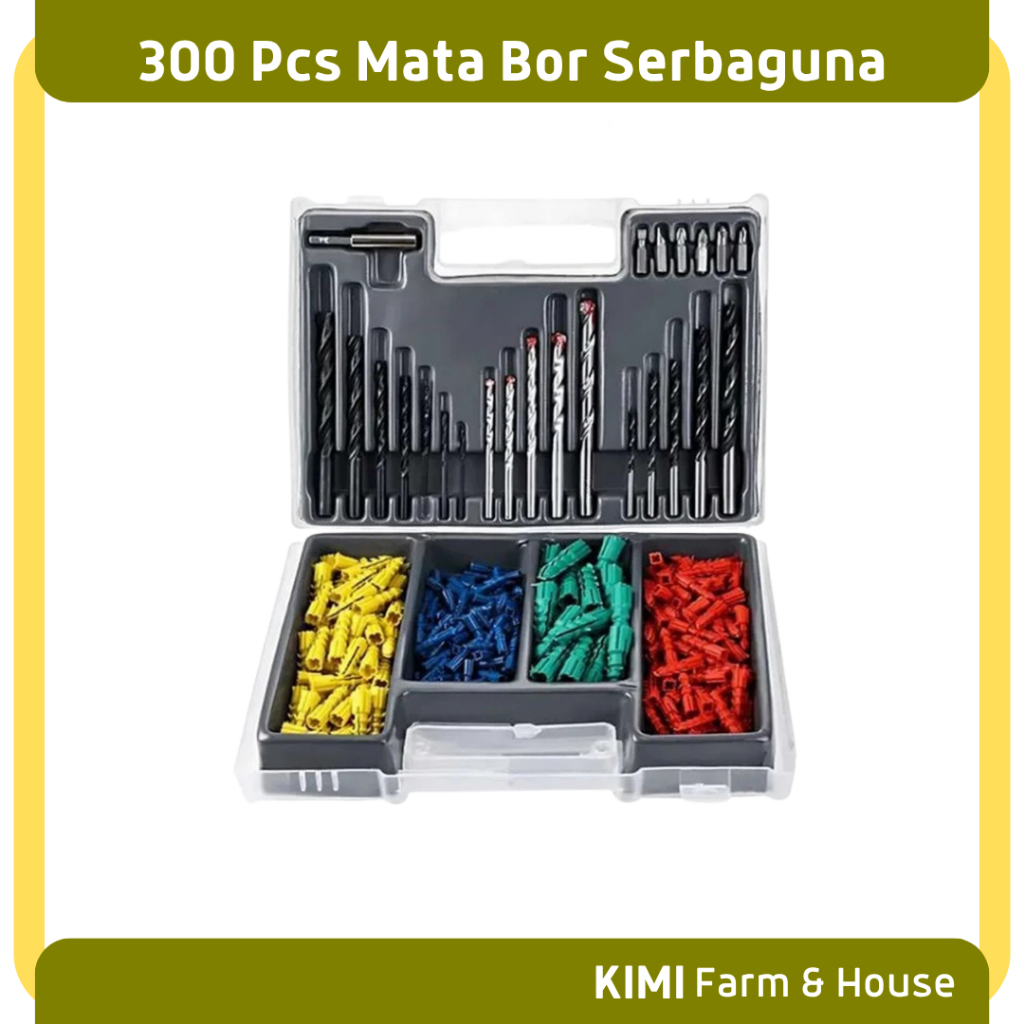 Mata Bor Set Fisher 300 Pcs Mata Bor Beton Kayu Tembok Serbaguna Lengkap Berkualitas Hight Quality