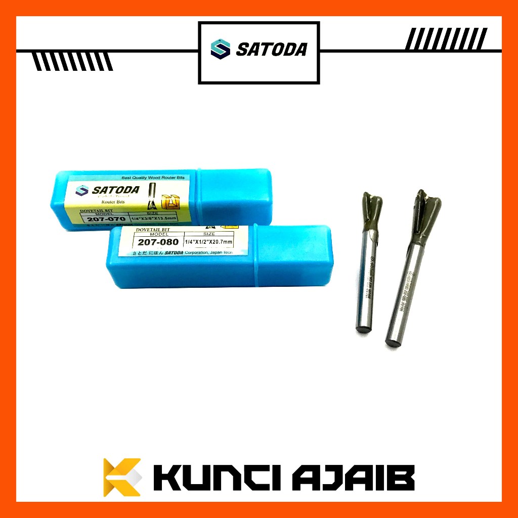 SATODA Dovetail Bit 3 4 5 6 8 10 12 mm - Router Bit Mata Profil Flutes Carbide Tipped Ekor Burung Sa