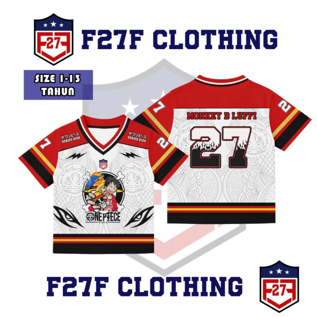 Jersey Kaos Anak one piece & Naruto Karakter Anime / Manga Kaos One Piece / Bisa Costum Nama Full Pr