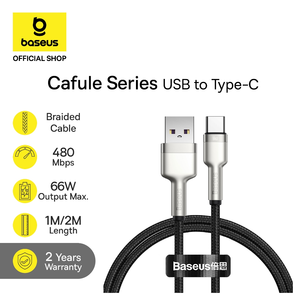 Baseus Kabel Data Cafule Series USB to Type-C 66W Metal Data Cable 1m & 2m