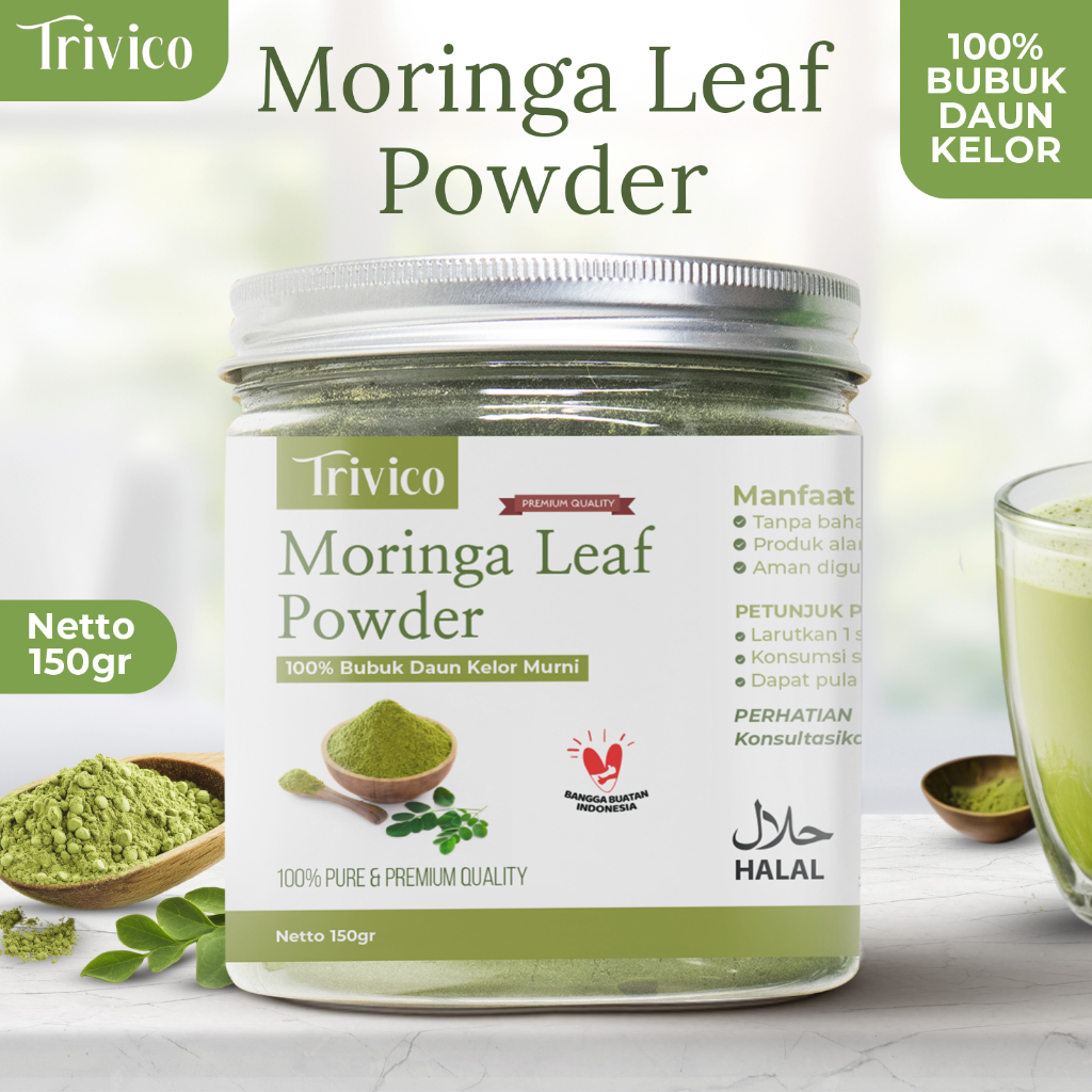 

TRIVICO Moringa Leaf Powder Daun Kelor Bubuk Murni Pure Premium Organik 150 gram