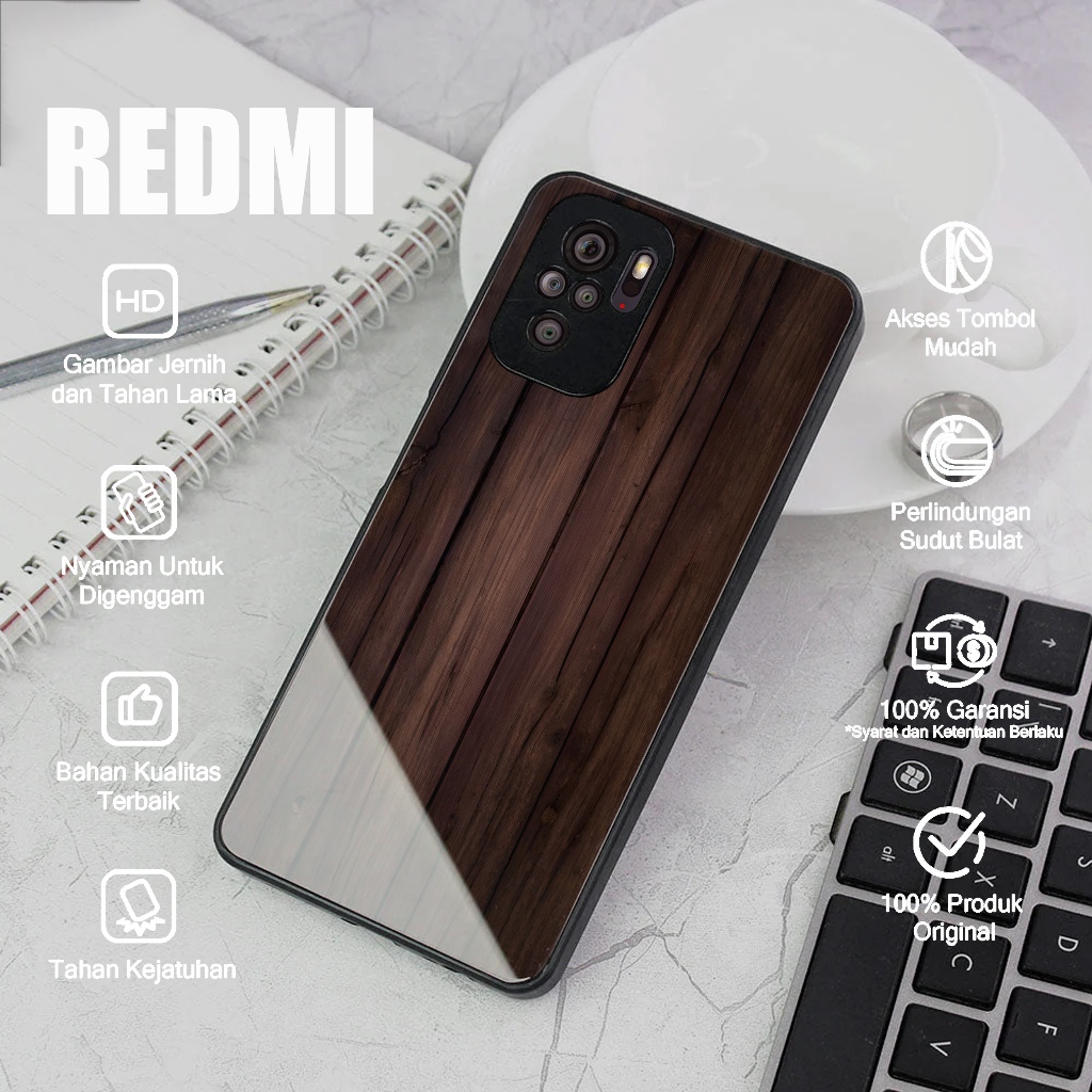 Case REDMI NOTE 10 4G NOTE 10S GLOSSY Soft Case Motif KAYU - Case Glossy casing Hp Xiaomi Redmi Note