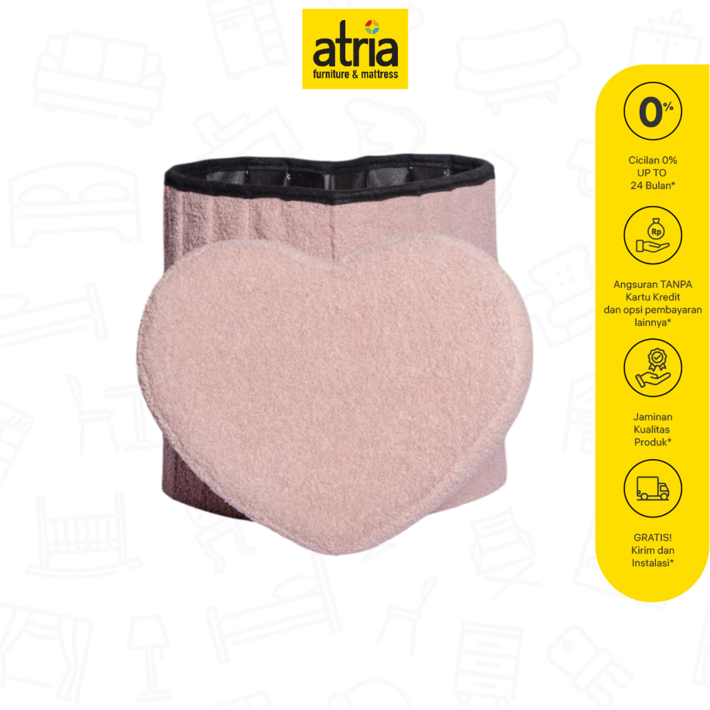 Atria Pinkheart Penyimpanan Multifungsi Foldable Storage Ottoman 35X30X36CM Pink