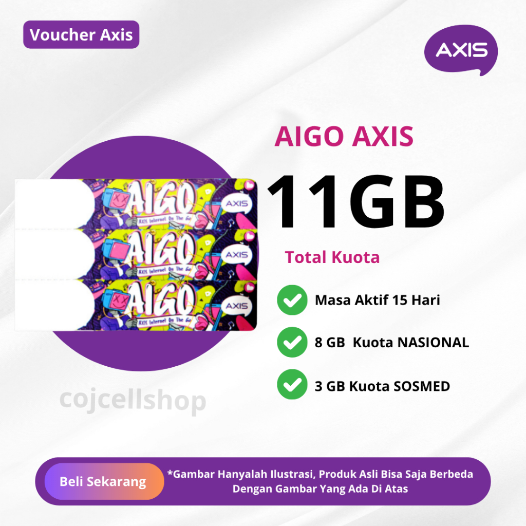 Voucher Kuota Axis Murah 11GB 15 Hari Full 24 Jam - Voucher Kuota Data Aigo 11GB 15 Hari Berlaku Nas