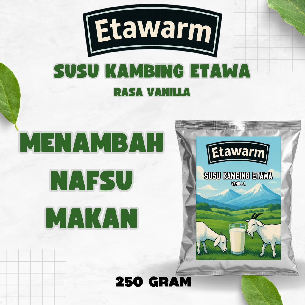 

Etawarm Susu Kambing Etawa Varian Rasa Vanilla Penambah Nafsu Makan 250 Gram