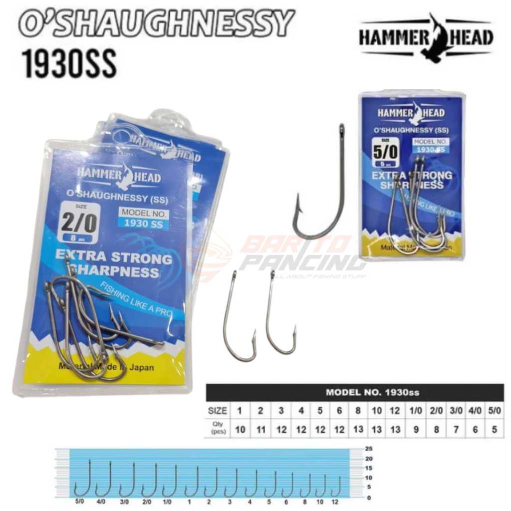 Mata Kail Hammerhead O'Shaugnessy 1930 SS Kain Pancing Panjang Stainless Steel