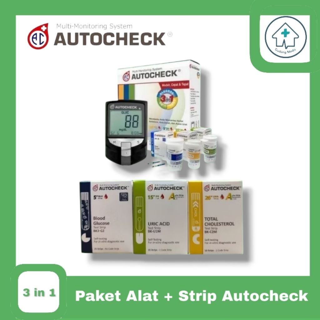 Paket Alat AutoCheck GCU + Strip  Paket Bundling Alat AutoCheck + Strip  Paket Cek Gula Darah Autoch