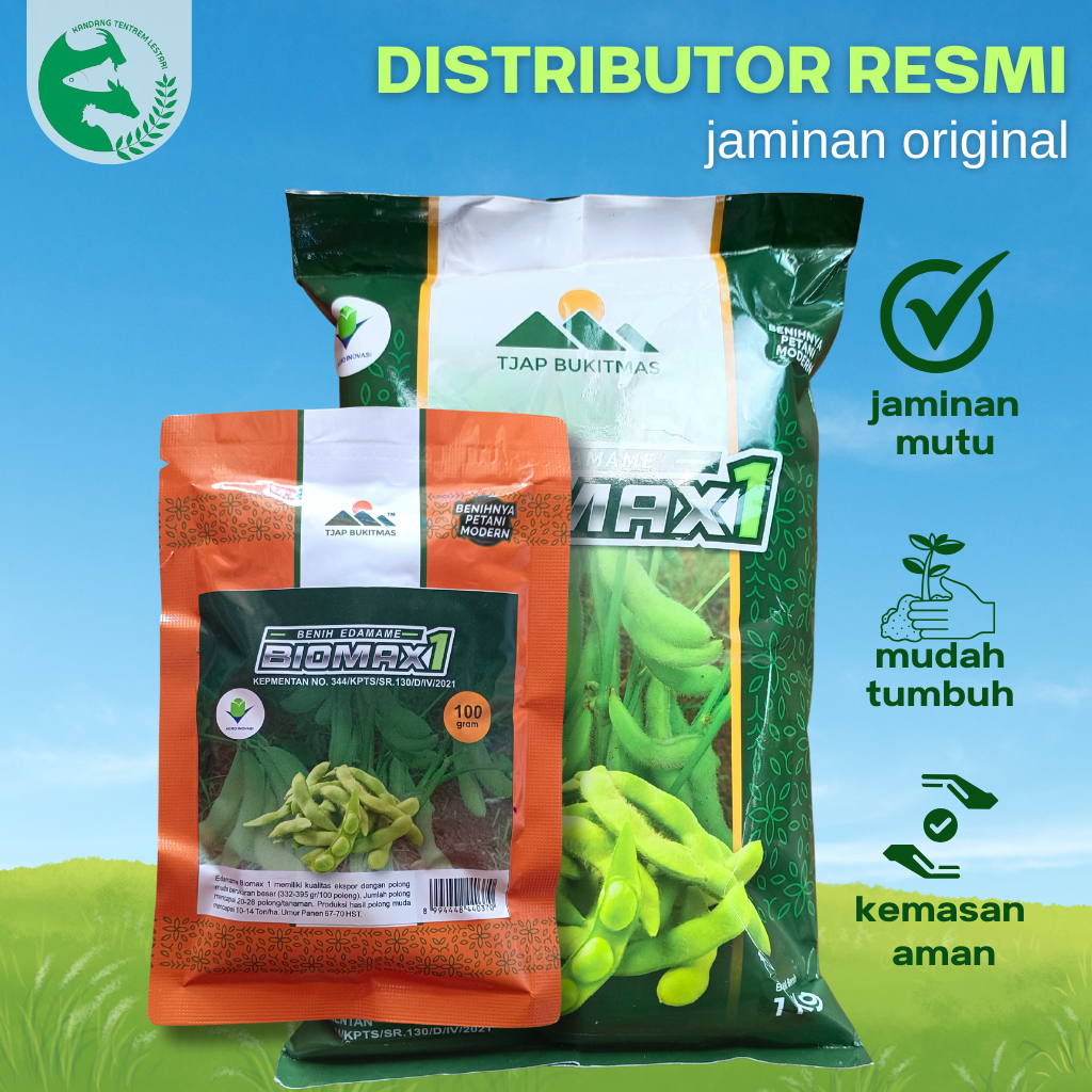 Benih Edamame 1  Kg Biomax 1 Asli Cap Bukitmas Unggul Produksi Tinggi Lebat Mudah Perawatan