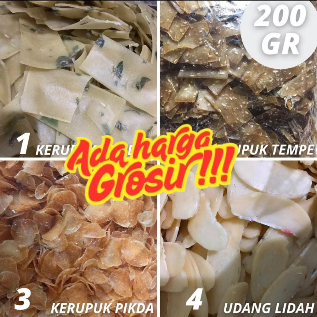 

KERUPUK SEBLAK MENTAH / KRUPUK KERING / KERIPIK KERUPUK GENDAR TEMPE UDANG PIKDA 200GR