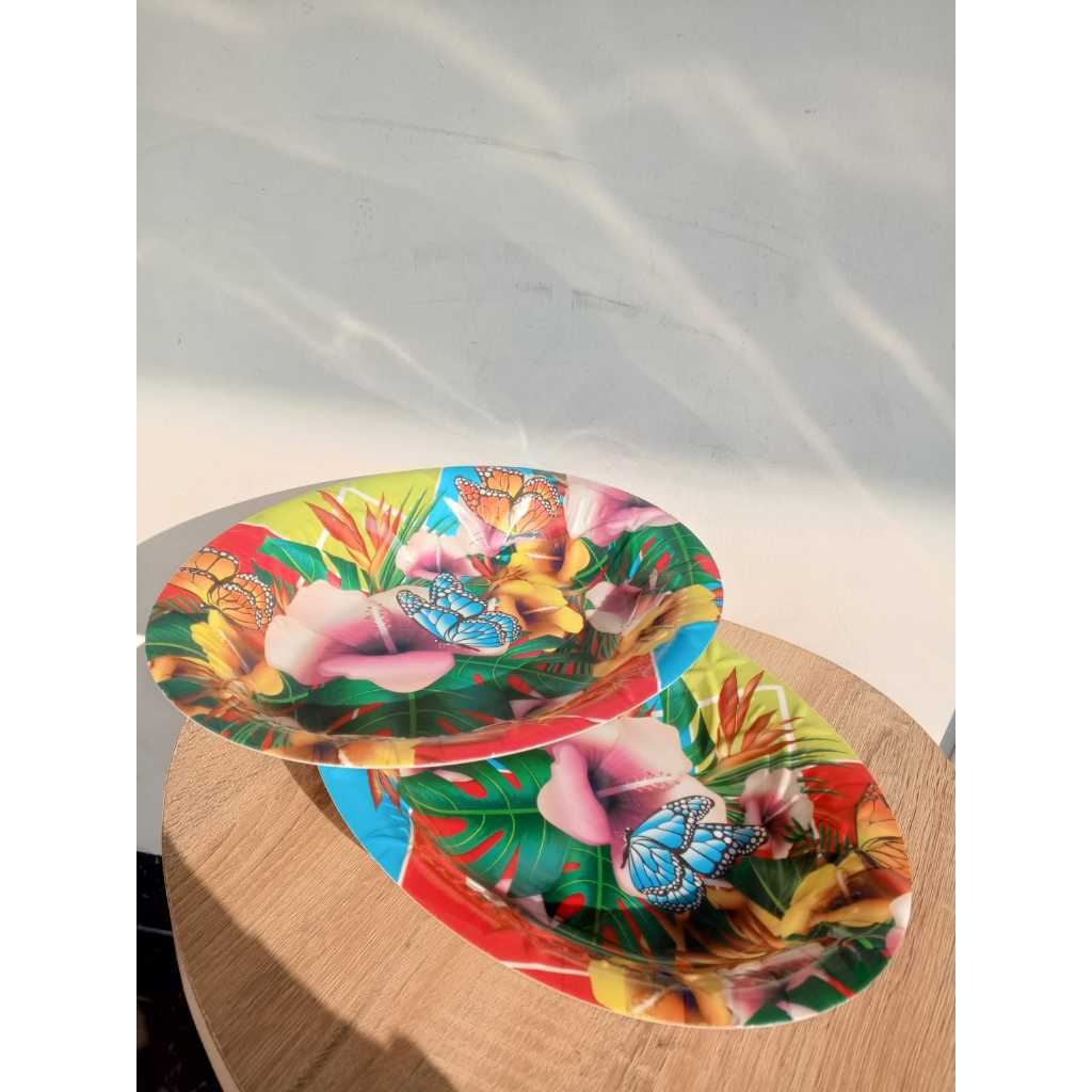 PIRING MOTIF BUNGA /PIRING OVAL BUNGA/NAMPAN BUNGA/NAMPAN SERBAGUNA/NAMPAN OVAL CANTIK /