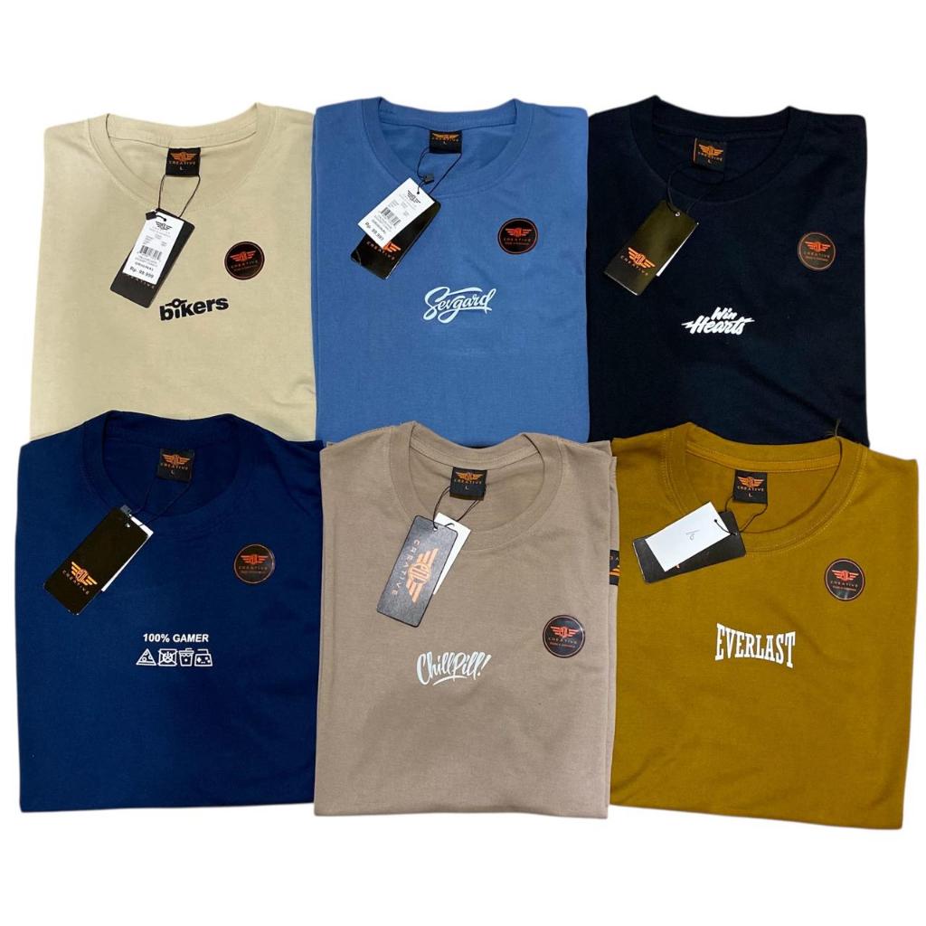 (4 pcs 100 ribu)Kaos Distro Motif Simple PDL CREATIVE/Pria dan Wanita/Kaos Dewasa/Kaos Polos/Terbaru