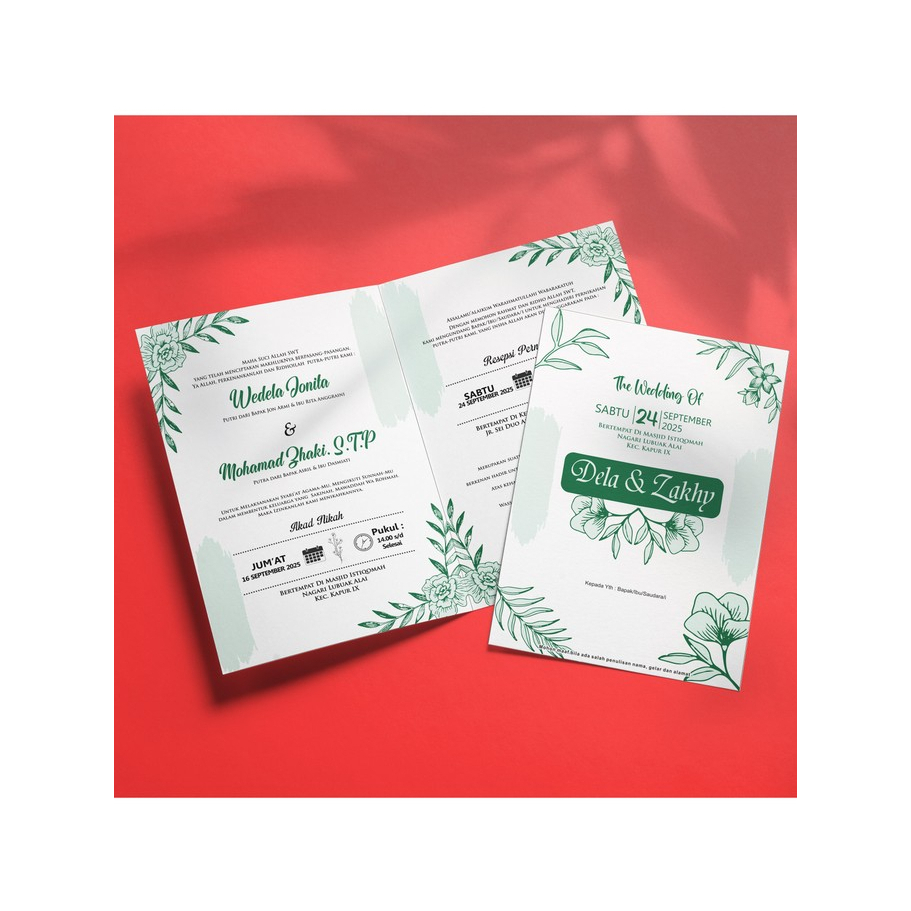 Undangan Pernikahan Lipat 2 – Desain Elegan, Estetik