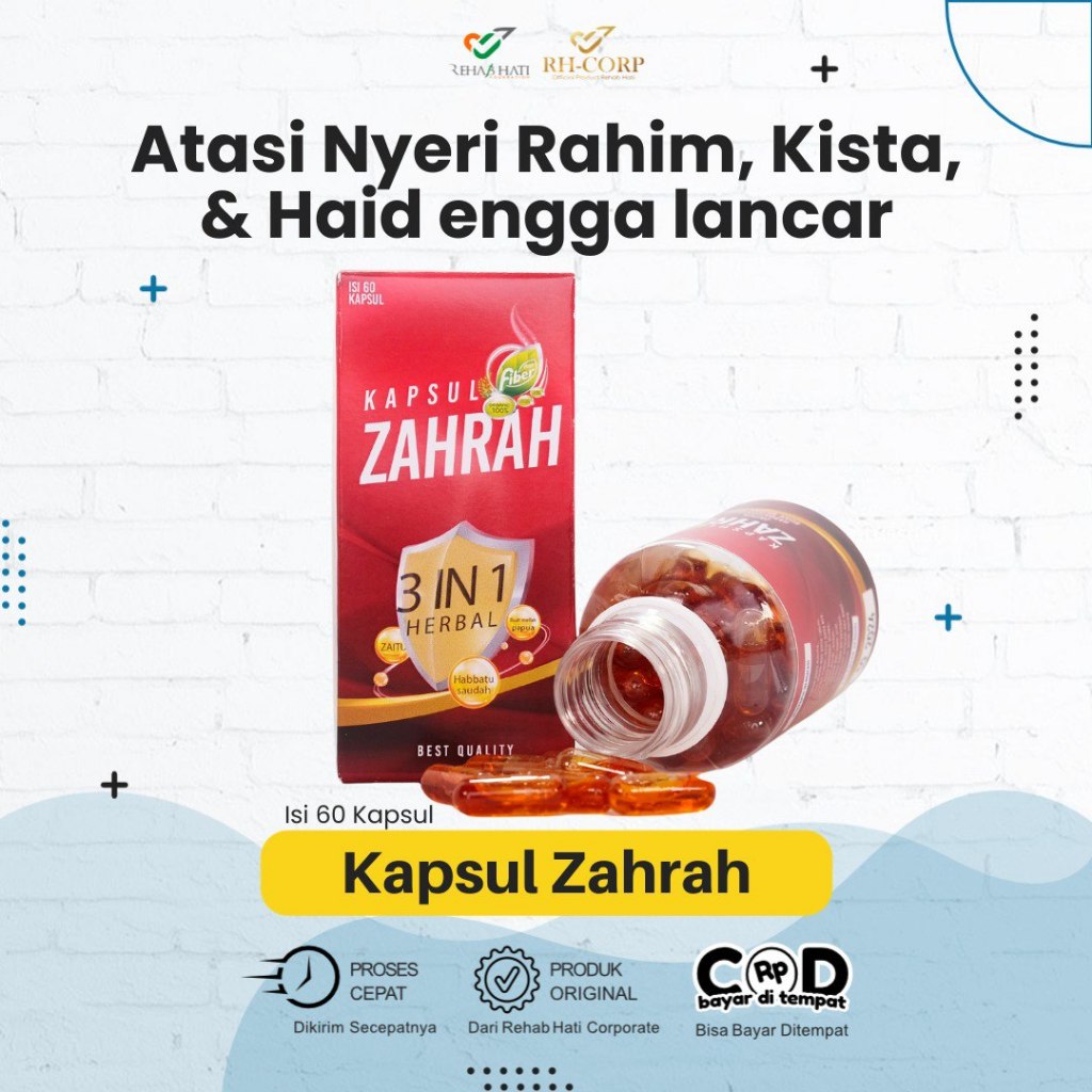 

Kapsul Zahrah 3 in 1 - Atasi Nyeri Rahim - Kista - Haid Engga Lancar - Zaitun Habbatussaudah Buah Merah Papua
