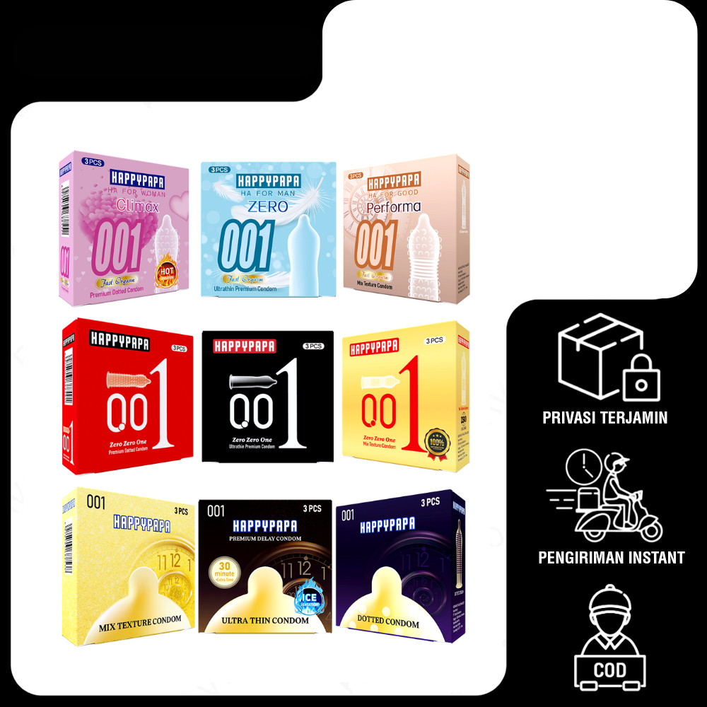 Condom 001 Ribbed Dotted Ultrathin - Kondom Berduri Bergerigi Tertipis 001