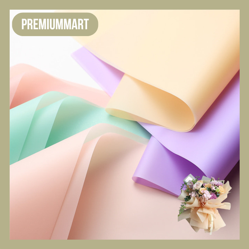 

Flower Wrapping Full Color Kertas Buket Polos Solid Opp Cellophane Hand Bouquet Florist Ecer KB02