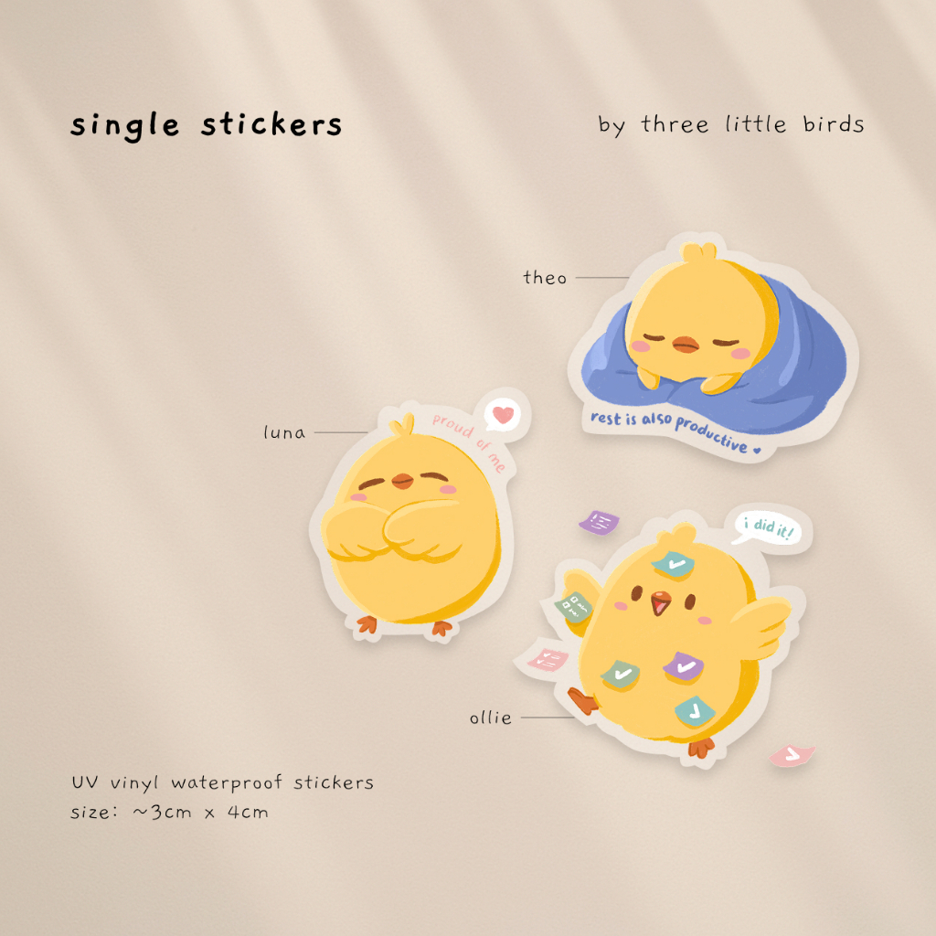 

Birdie Mood Sticker – Waterproof Vinyl (3–4cm) | Laptop, Water Bottle, Journal