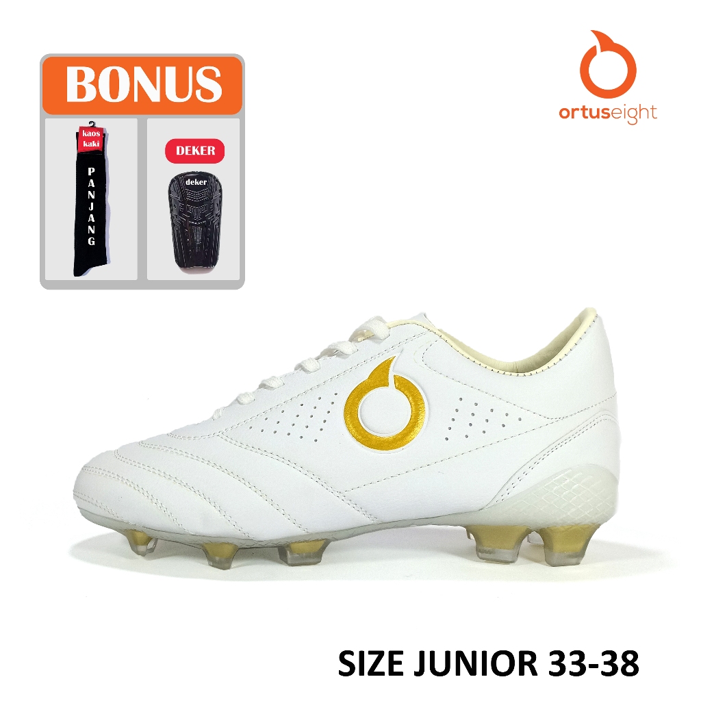 SEPATU BOLA ANAK ORTUS EIGHT MODEL SERI CLASSIC TYPE SOL TRANSAPAN SIZE 33-38 JUNIOR WARNA NEW PUTIH