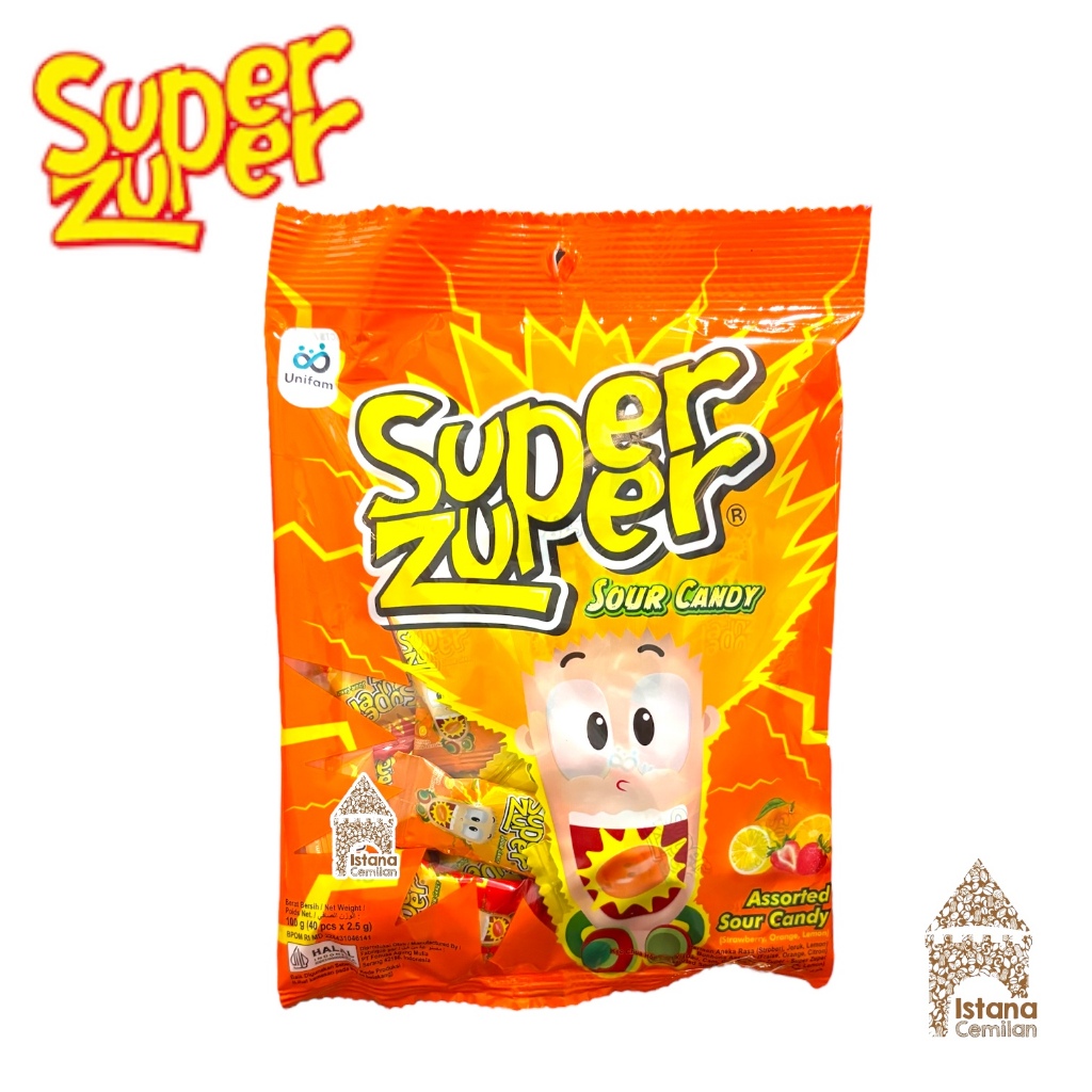 

Permen Asem Super Zuper Assorted Sour Candy (isi 40 pcs) Permen Jadul