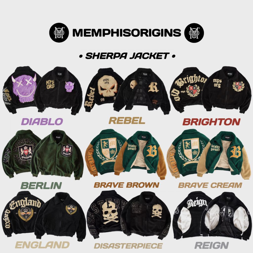 SHERPA JACKET MEMPHIS - REBEL | DIABLO | REIGN | BRAVE | BERLIN | ENGLAND | BRIGHTON | DISASTERPIECE