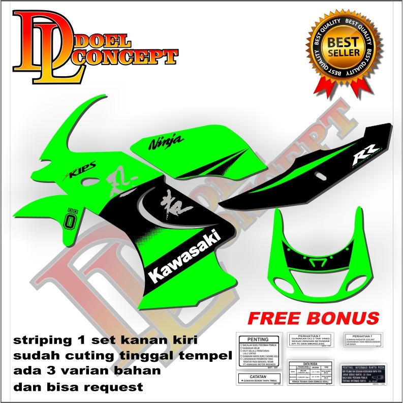 Stiker striping ninja rr old SE 2011 GEN 3 hijau Laminasi glosy