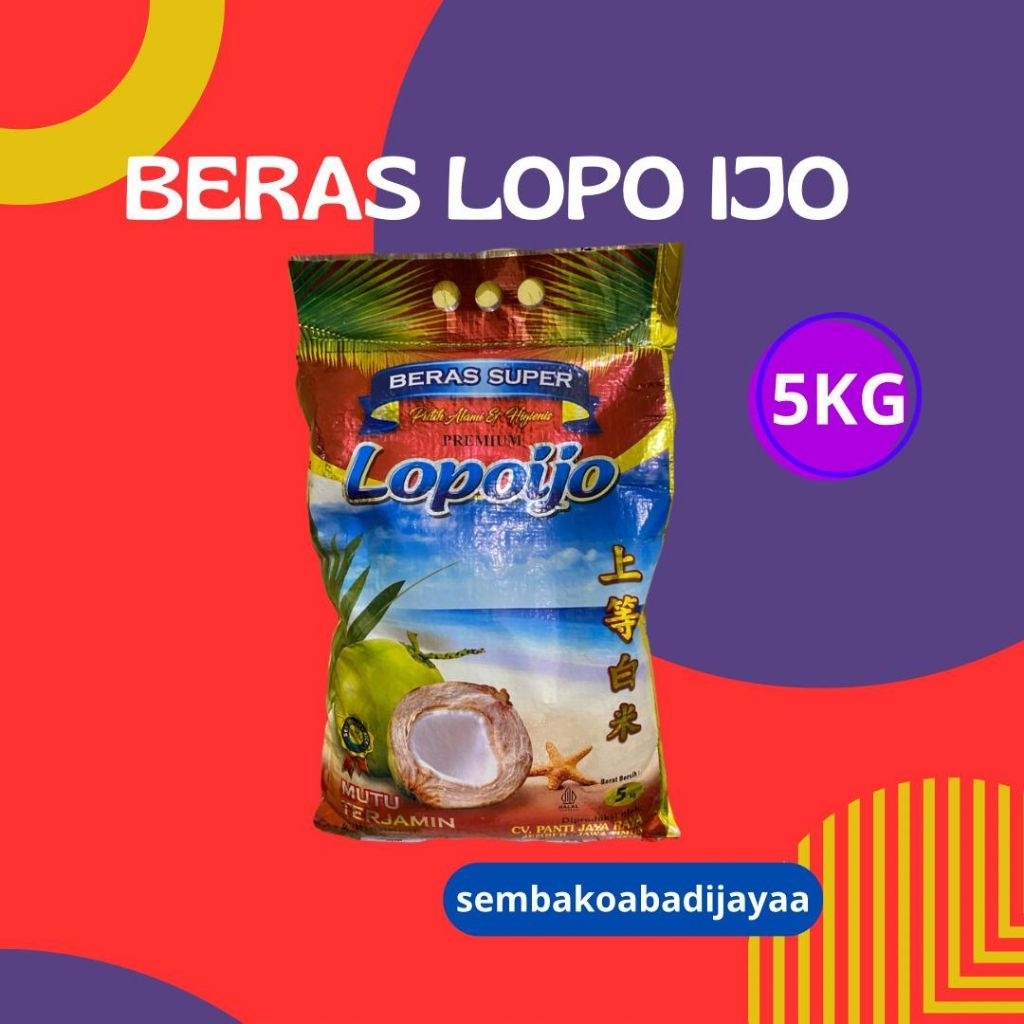 

Beras lopo ijo 5kg,kualitas premium,wangi,exp lama