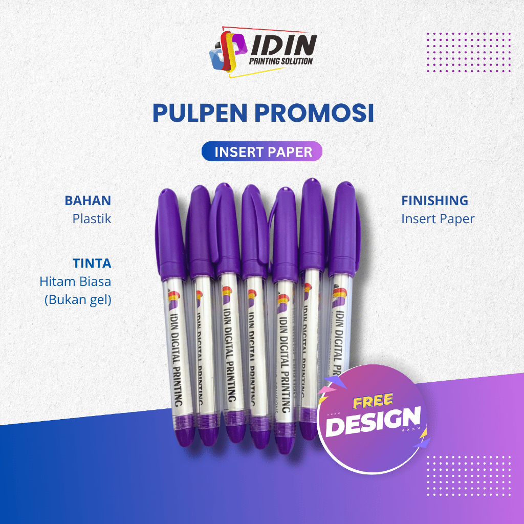 

Pulpen Pena Custom Insert Paper Merchandise Souvenir - Percetakan Idin Printing Solution