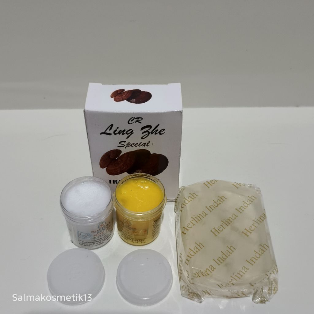 Paket Cream Wajah Lingshi 3In1 Original // Cream siang, malam, sabun lingshi