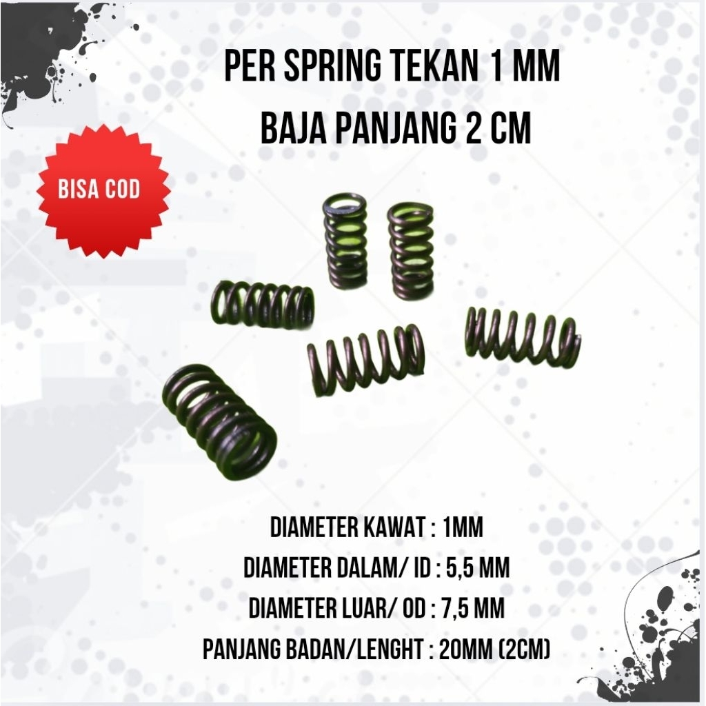 Per Spring Tekan 1 mm Baja Panjang 2 cm