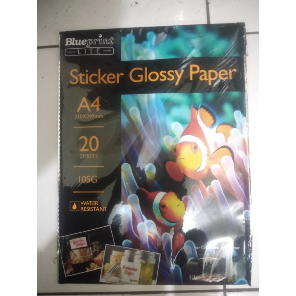

Kertas Sticker Glossy A4 Blueprint Lite 105g isi 20 lembar
