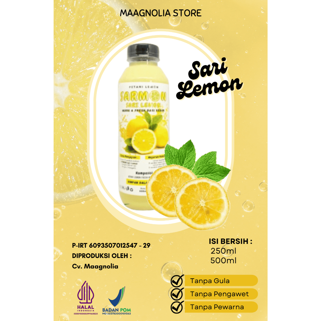 

sari lemon maagnolia - sari lemon murni asli 100% - sari lemon asli untuk Diet & Detox SARMON