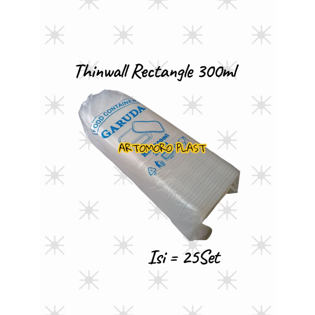 (25Set) Thinwall 300ml Kotak Persegi / Thinwall 300ml Kotak ( HARGA GROSIR )