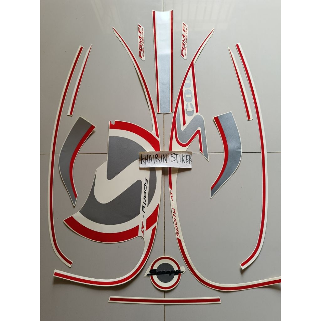 striping stiker Scoopy sporty 2013 2014 cream putih original