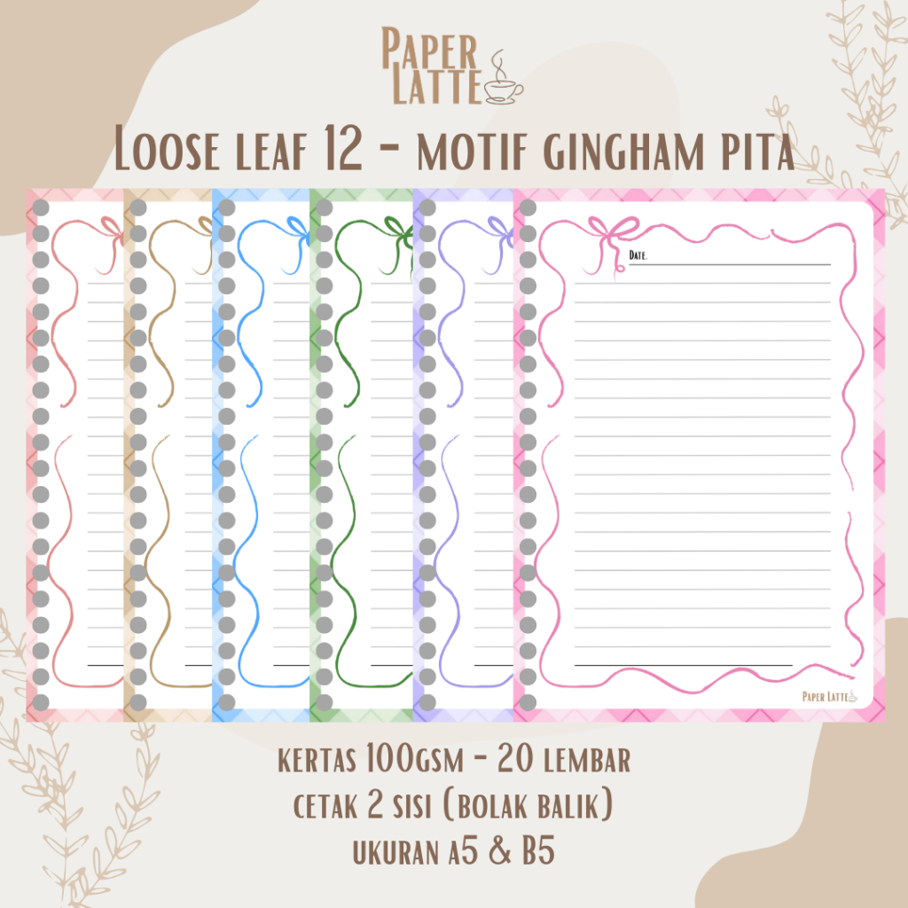 

Isi Binder Gingham Pita Aesthetics A5 B5 | Loose leaf Binder A5 B5 | isi binder estetik | Paper Latte