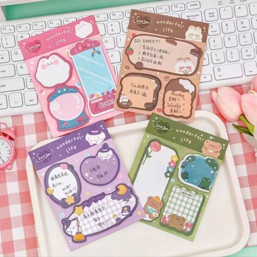 

GK_216 Sticky Notes Lucu 3 In 1 Tempelan Kertas Catatan 60 Lembar Notes Kertas Tempel Karakter