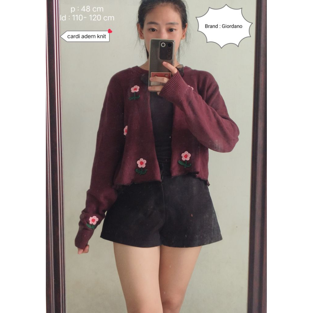 Cardi cantik bunga rajut