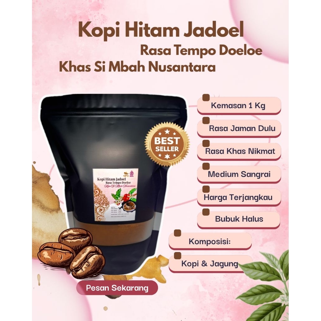 

Bubuk Kopi Hitam Jadul Rasa Tempo Dulu Khas Si Mbah Berat 1 Kg