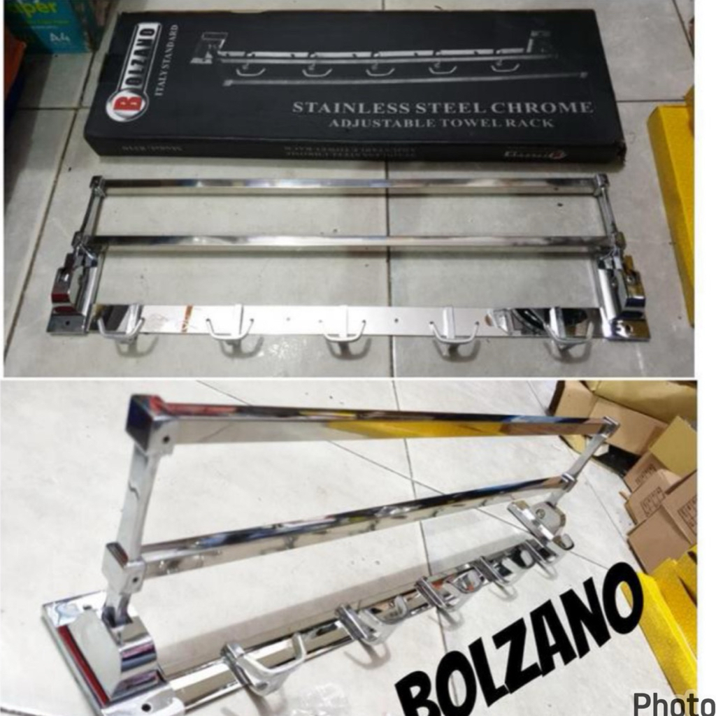 promo rak handuk 2 baris BOLZANO + kapstok gantungan baju rak handuk 2 baris plus kapstok bolzano st