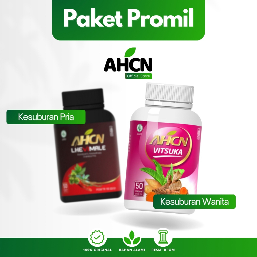 Promil AHCN Lhevimale Dan Vitsuka Isi 50 Kapsul Untuk Penyubur Wanita Dan Kesuburan Pria Agar Cepat 