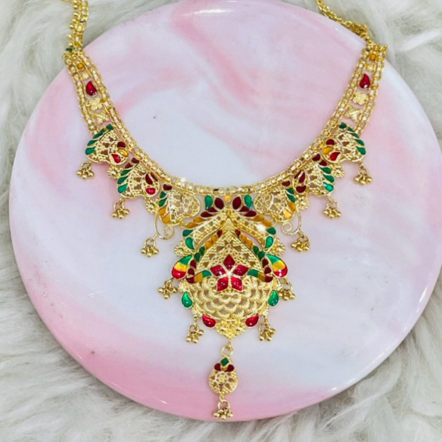 kalung kerawang motif dubai warna mewah elegant emas asli kadar 700