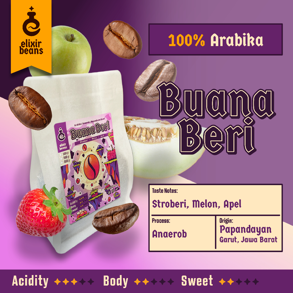 

Elixir Beans – Biji Kopi Arabika Buana Beri | Anaerobic Single Origin Papandayan Garut
